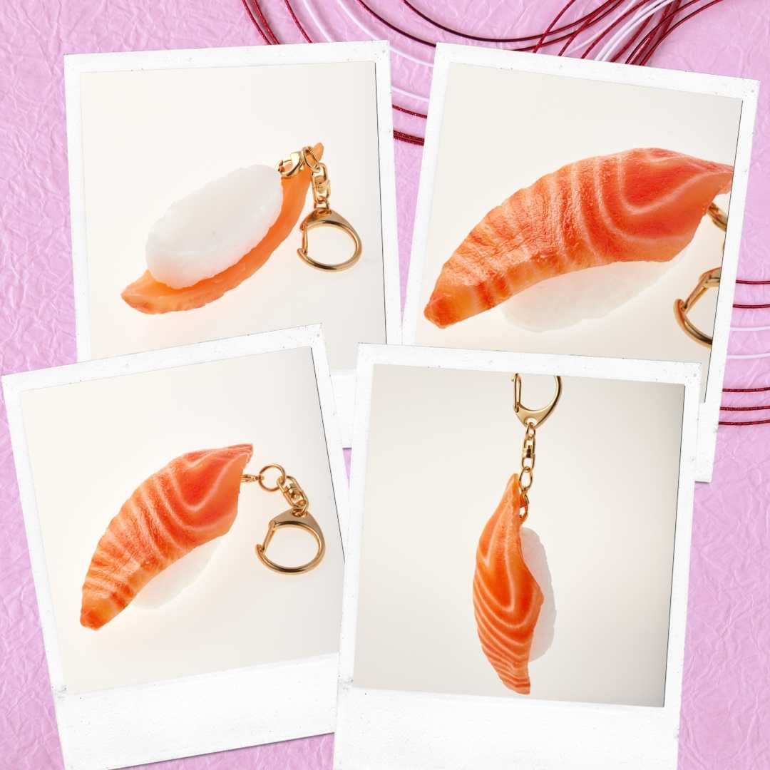 寿司 サーモン キーホルダー 食品サンプル おもしろ雑貨 食品モチーフ プレゼント ギフト 誕生日 送り物 インテリア